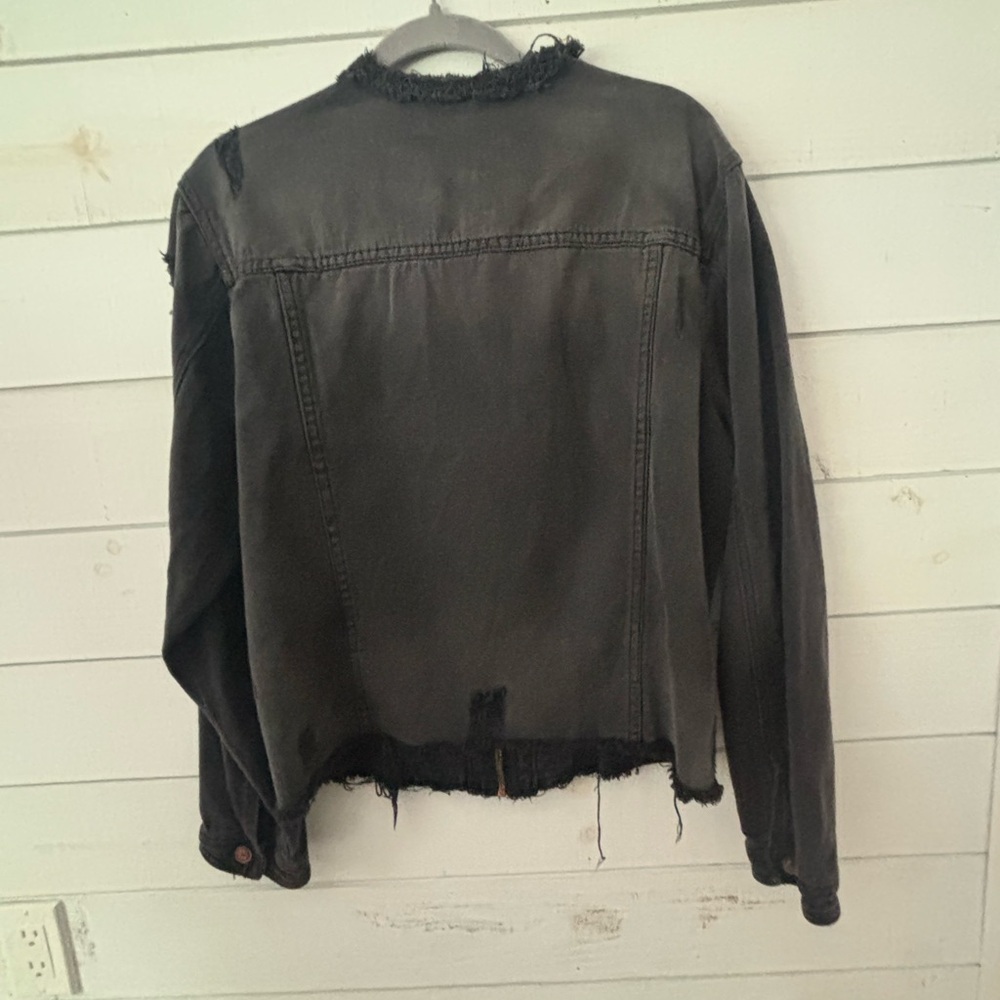 Ashley Stewart Black Distressed Denim Jacket in size 14/17. Great condition! - Picture 12 of 13